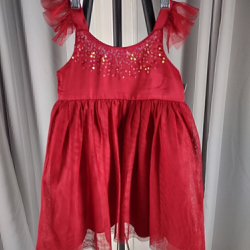 Cat & Jack Little Girls Sleeveless Ruffled Straps Formal Dress Size XS 4-5 (NWT) - Picture 2 of 11